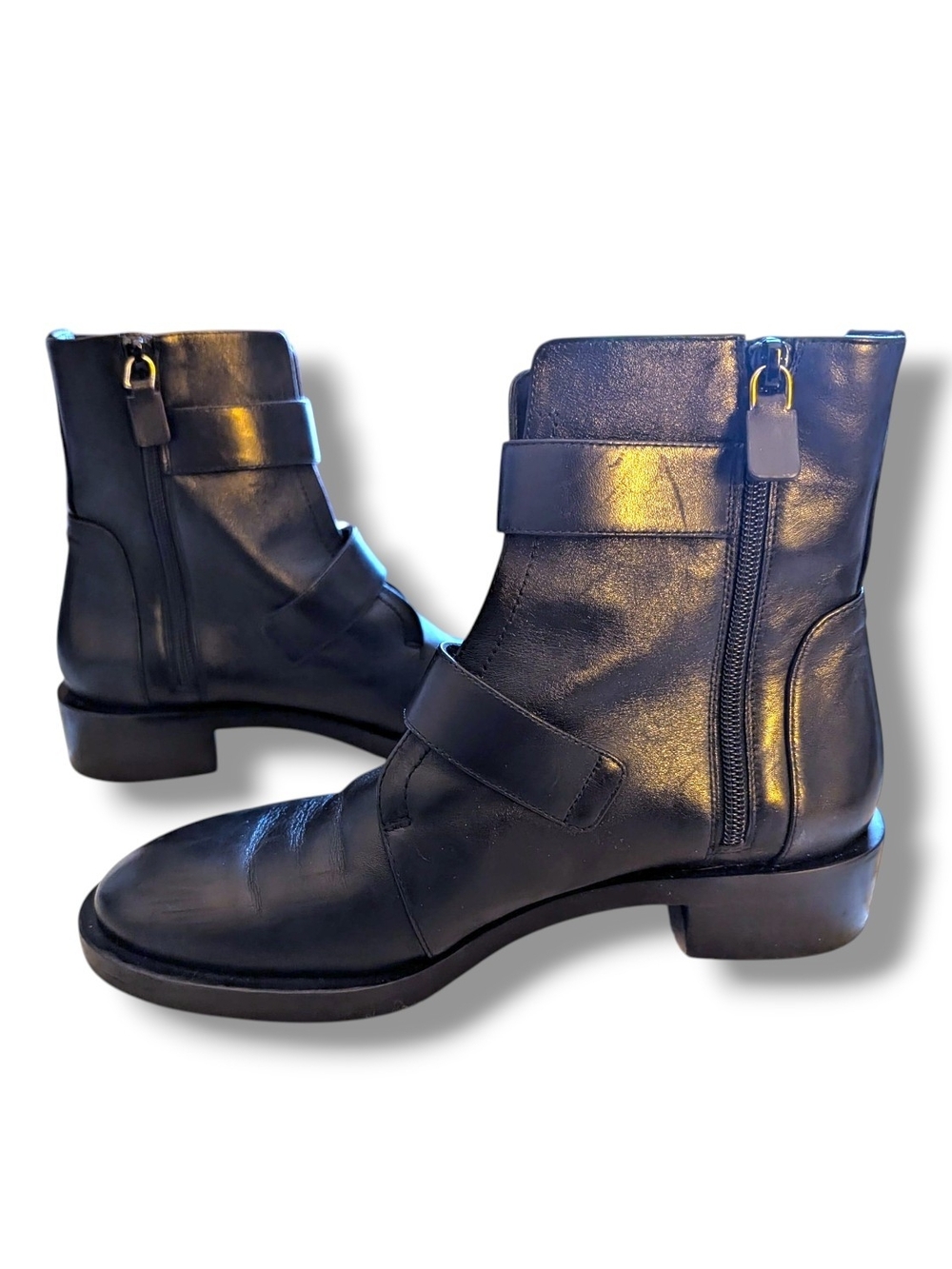 STUART WEITZMAN Ryder Pearl Geo Buckle Booties 9 - Picture 5 of 7